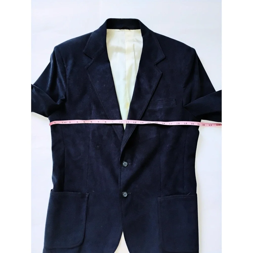 Vintage Lakeland Blazer Mens 42 Long Navy Blue Ultrasuede Sport Coat Made in USA